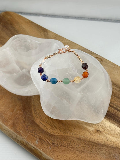 8 Stone super chakra bracelet with energy prisms 8 mm