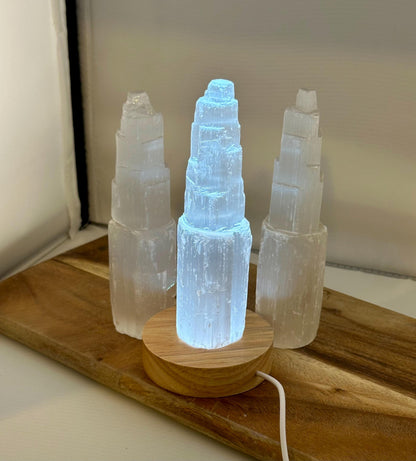 Large Raw Moroccan Selenite Crystal Tower home decor glowing tower birthday teen calming natural protection statue teacher gift care package