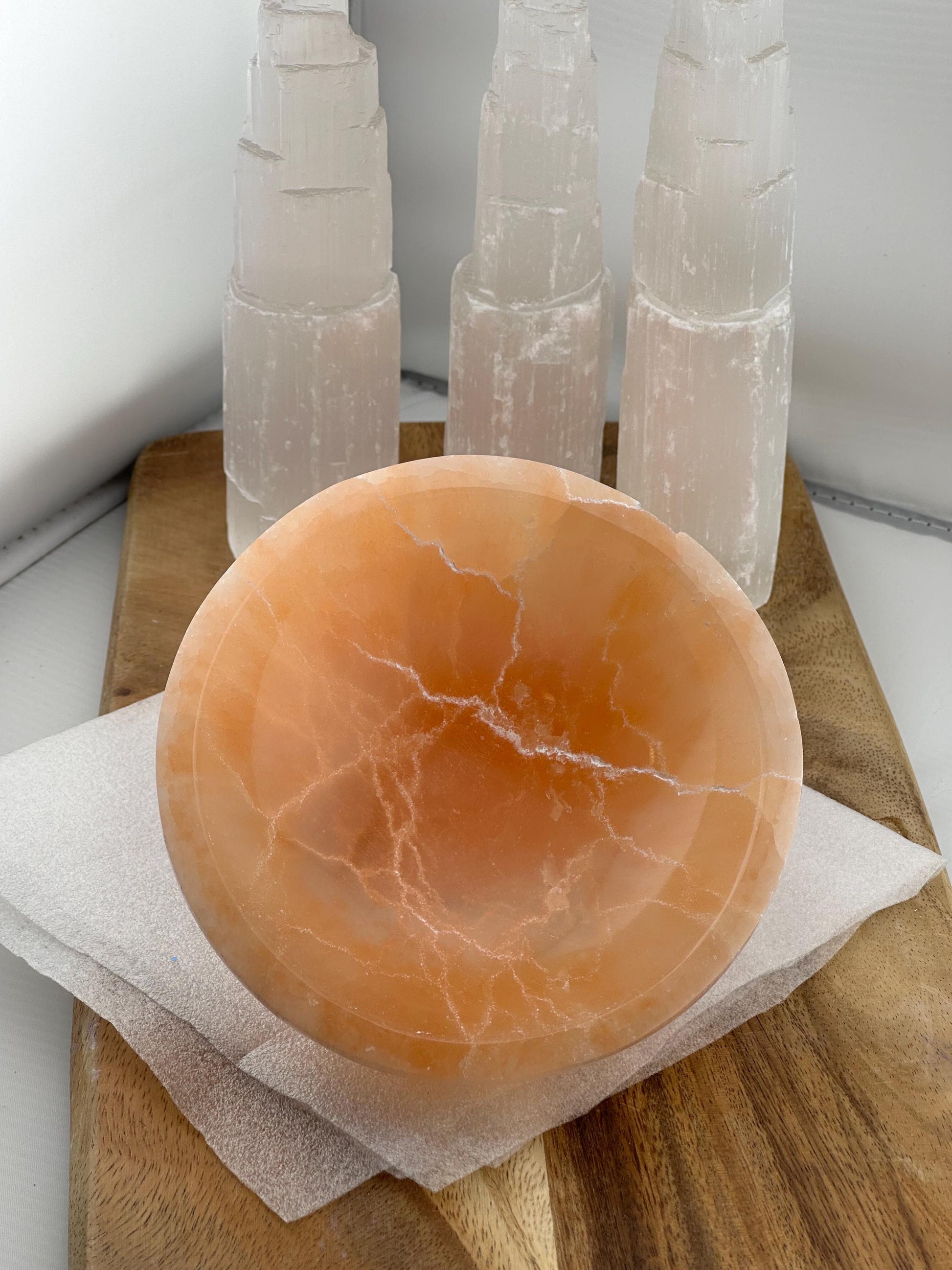 Large rare Tangerine Moroccan Selenite Crystal bowls natural healing charging bowl jewelry holder soap dish home decor gift alter candy dish