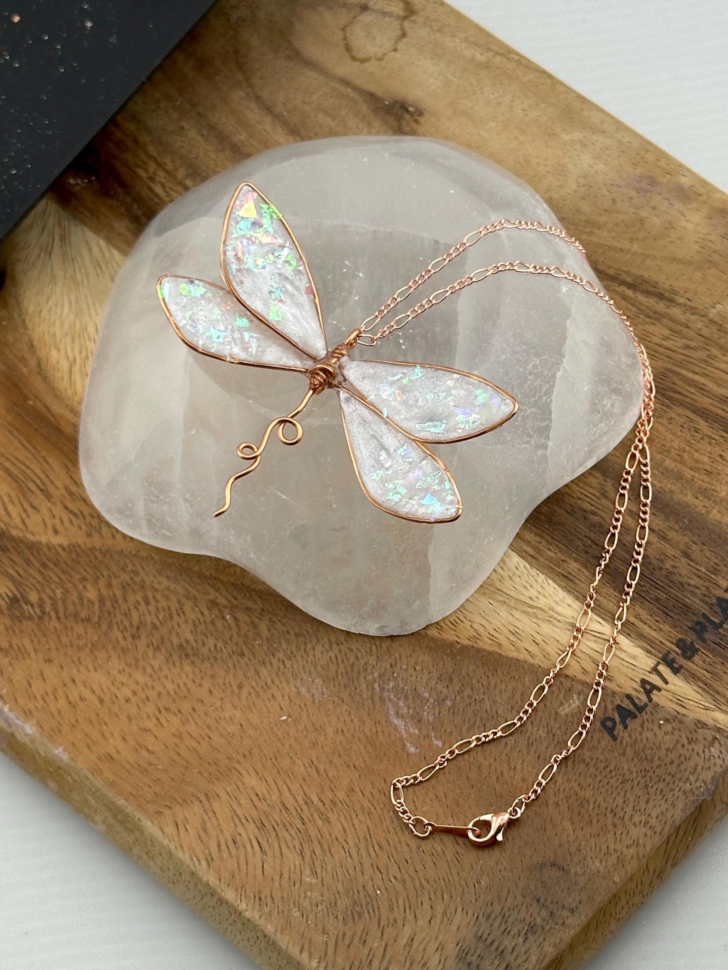 Ocean Ombre Dragonly Copper wire & epoxy pendant necklace and earrings jewelry gift birthday custom set fashion accessory delicate handmade