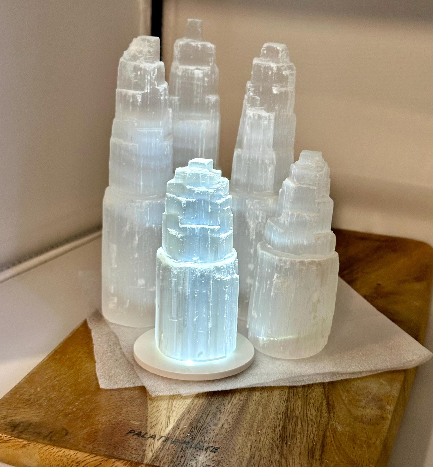 Large Raw Moroccan Selenite Crystal Tower home decor glowing tower birthday teen calming natural protection statue teacher gift care package