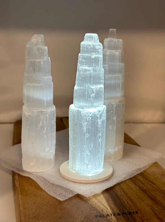 Large Raw Moroccan Selenite Crystal Tower home decor glowing tower birthday teen calming natural protection statue teacher gift care package