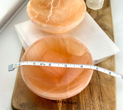 Large rare Tangerine Moroccan Selenite Crystal bowls natural healing charging bowl jewelry holder soap dish home decor gift alter candy dish