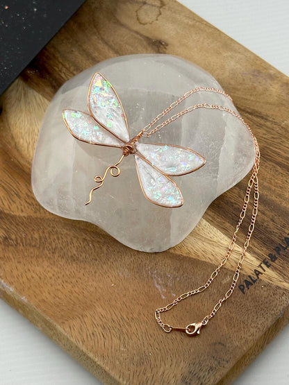 Copper wire & epoxy Handmade Dragonly pendant necklaces multiple option fairy wing jewelry gift birthday custom fashion accessory delicate