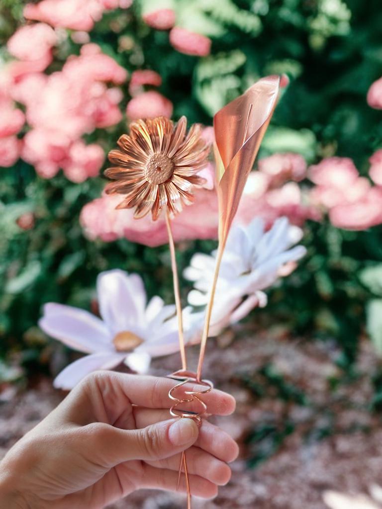 Small Electroculture Pure Copper plant spike forever flower potted plant garden decor natural metal new home gift cute floral handmade stake