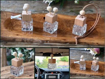 3 in ONE Honey Comb Car Diffuser glass & wood home decor table vent or hanging natural diffuser essential oil rear view mirror gift for her